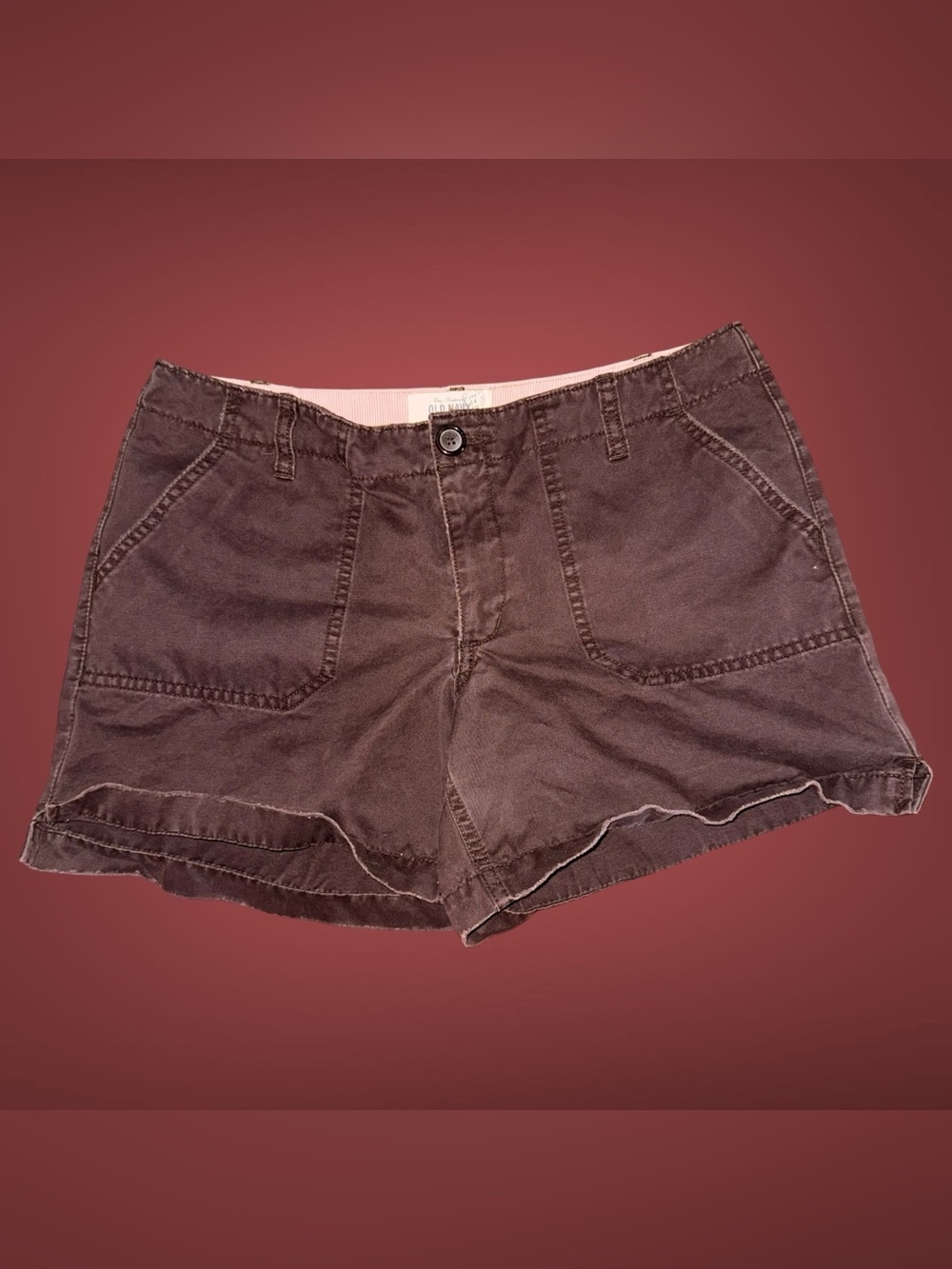 Vintage Y2K Old Navy Chocolate Brown Cotton Utility Cargo Shorts Women’s Size 8